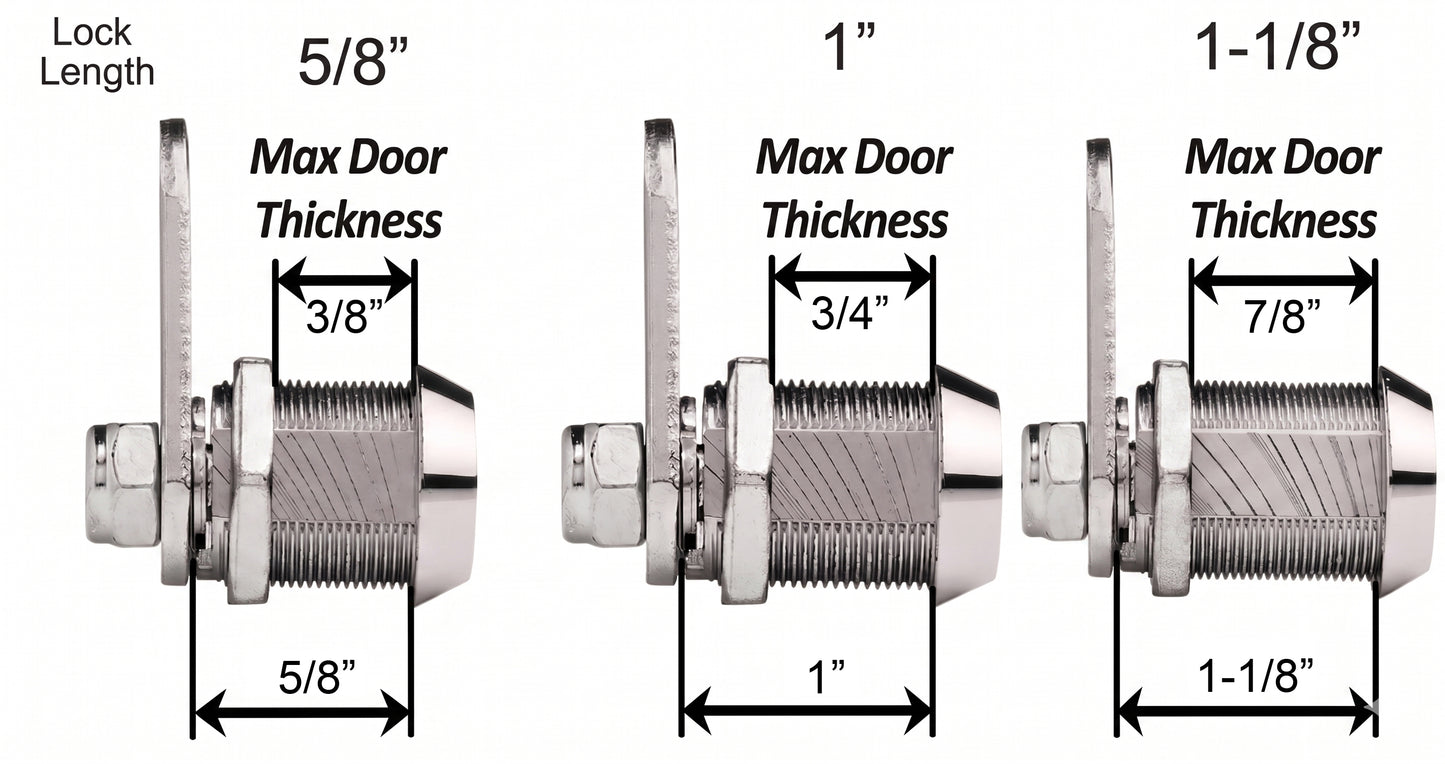 Tubular Cam Locks 5/8" - Non Retaining (Keyed Alike)