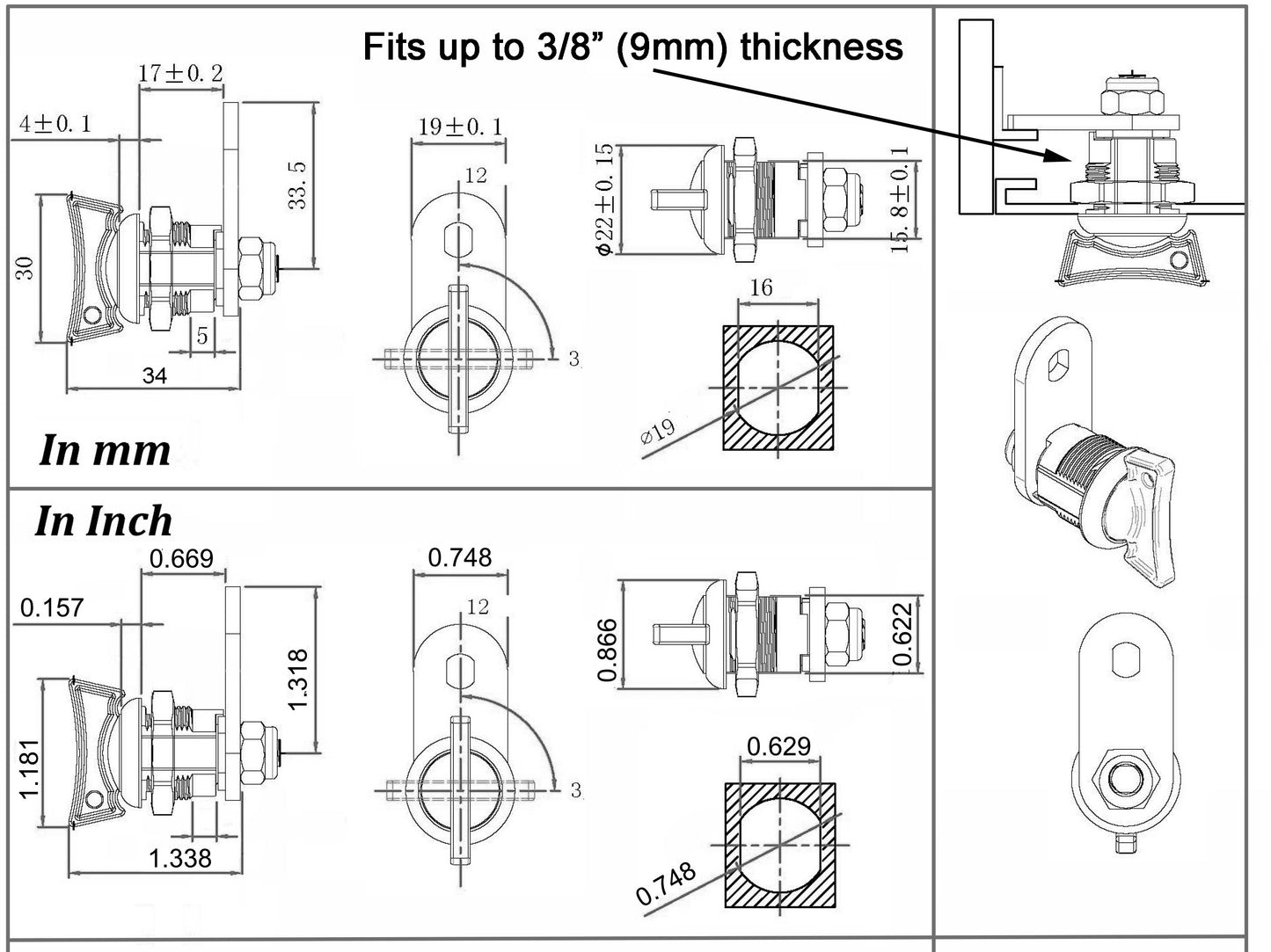 Thumb Cam Lock 5/8"