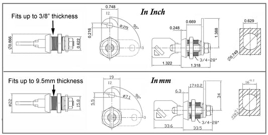 100 pack of Black Tubular Cam Locks 5/8" 90 degree - Non Retaining (Keyed Alike)